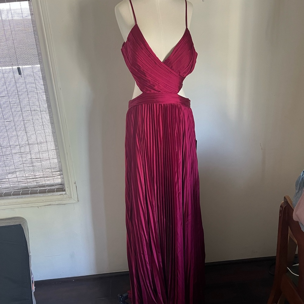 Elegant magenta cut out Maxi Dress
